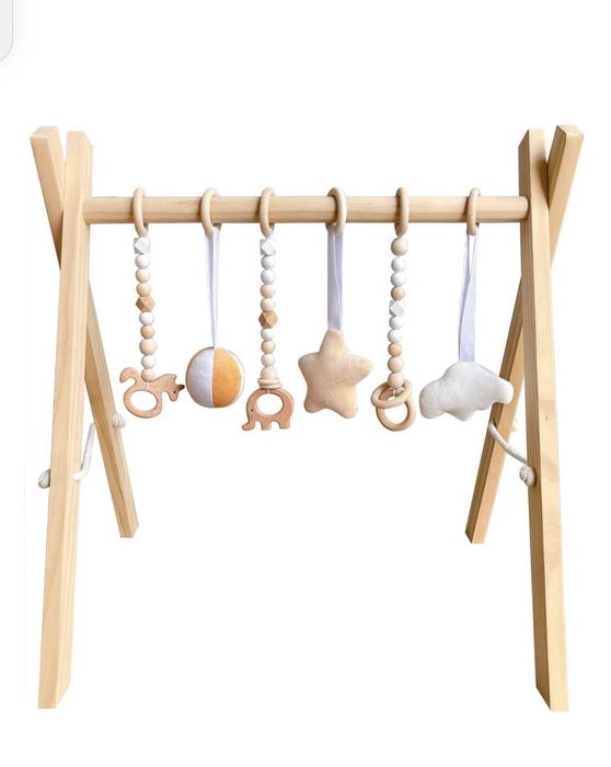 Деревянная стойка тренажер Монтессори для мобилей и подвесок