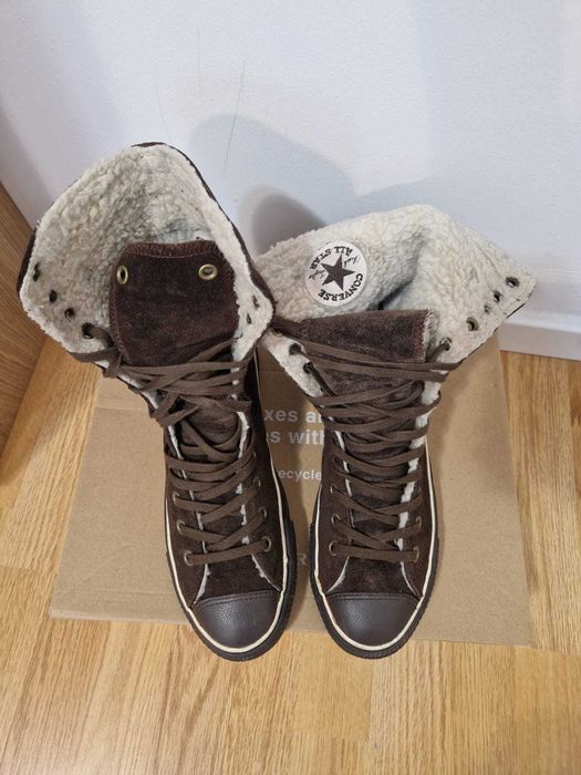 Ghete îmblănite Converse, piele