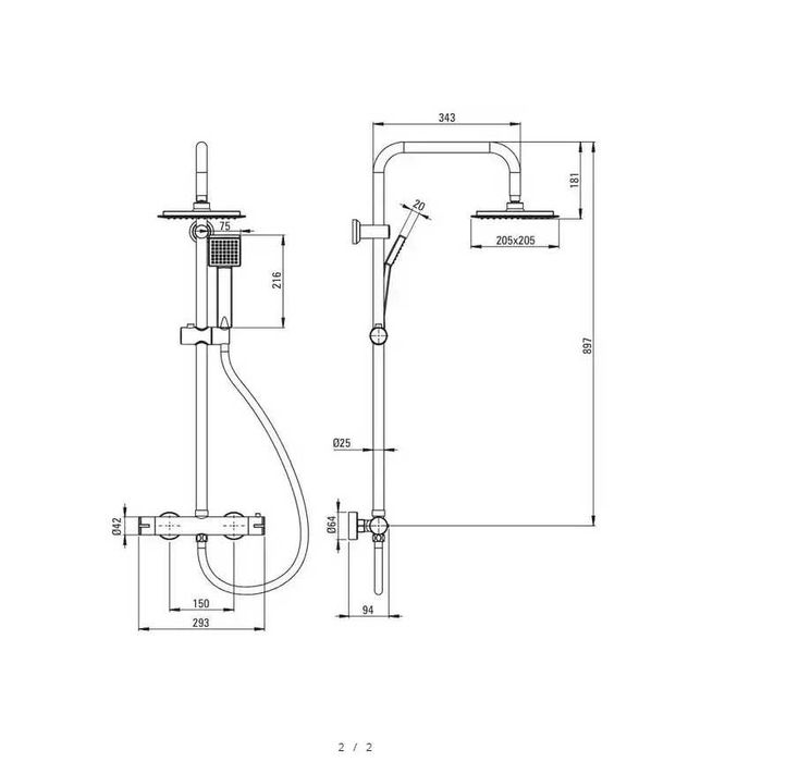 Комплект дъждовна душ колона с термо смесител Joko Chrom