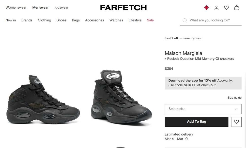 Maison Margiela x Reebok Question Mid Memory Of sneakers 37.5