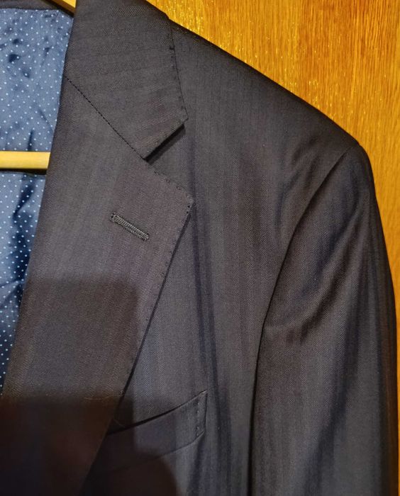 Sacou blazer 42 XL slim Massimo Dutti NOU lana Finest Italian navy