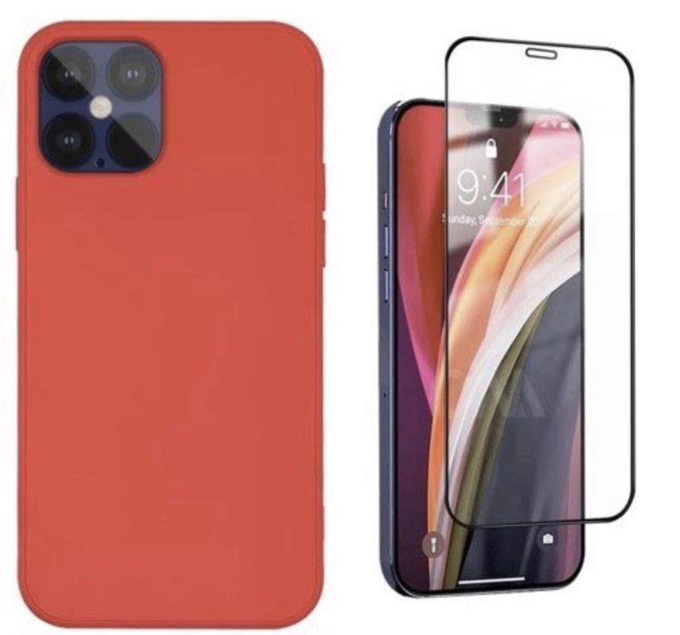 Iphone 12/13/14/PRO/MAX Husa Silicon Interior Catifea + Folie Sticla P