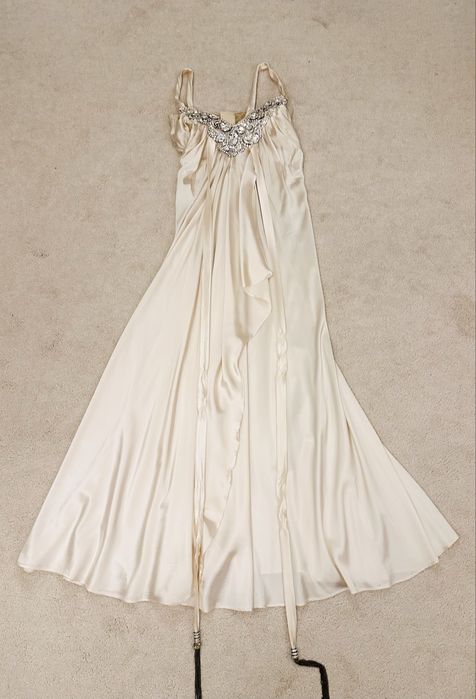 Rochie lungă din mătase și cristale Swarovski