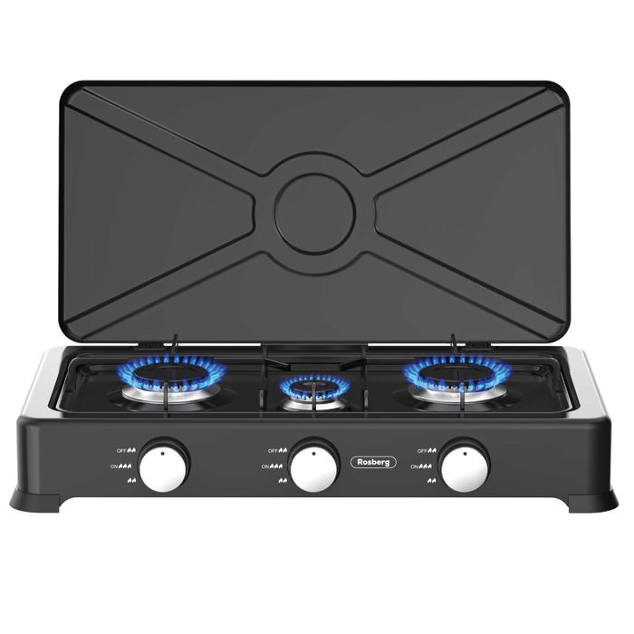 Троен газов котлон с капак Rosberg R51454E3, 3х2.2 kWh, 30 mbar