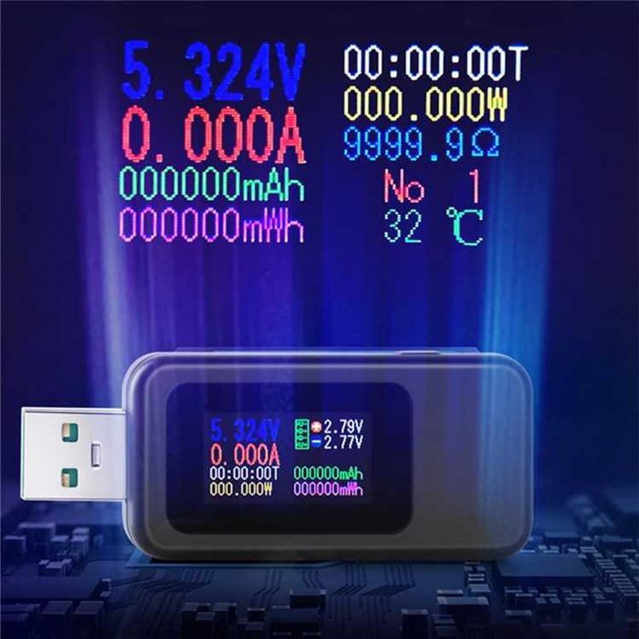 Tester digital USB 10 in 1 Voltmetru Ampermetru 0-30v 5A