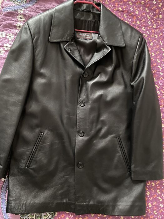 Кожаный пиджак  56 размер