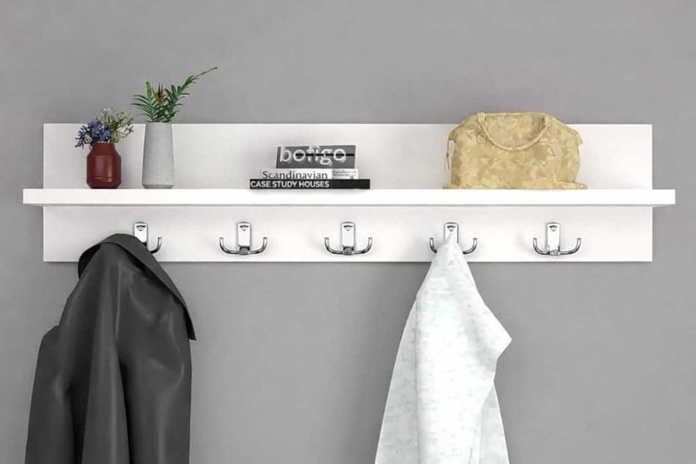 Стенен закачалник с етажерка- идеален за антре, спалня или всекидневна