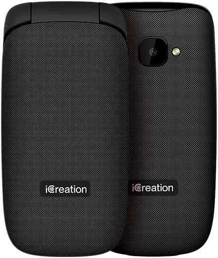 iCreation Черен сгъваем телефон, Bluetooth, USB-C и две SIM карти