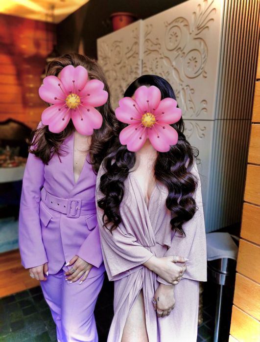 Дълга розова блестяща рокля S размер