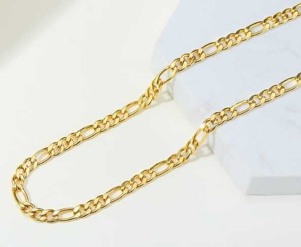 Lantisor unisex Figaro otel placat cu aur galben 18K 3mm/62cm nou