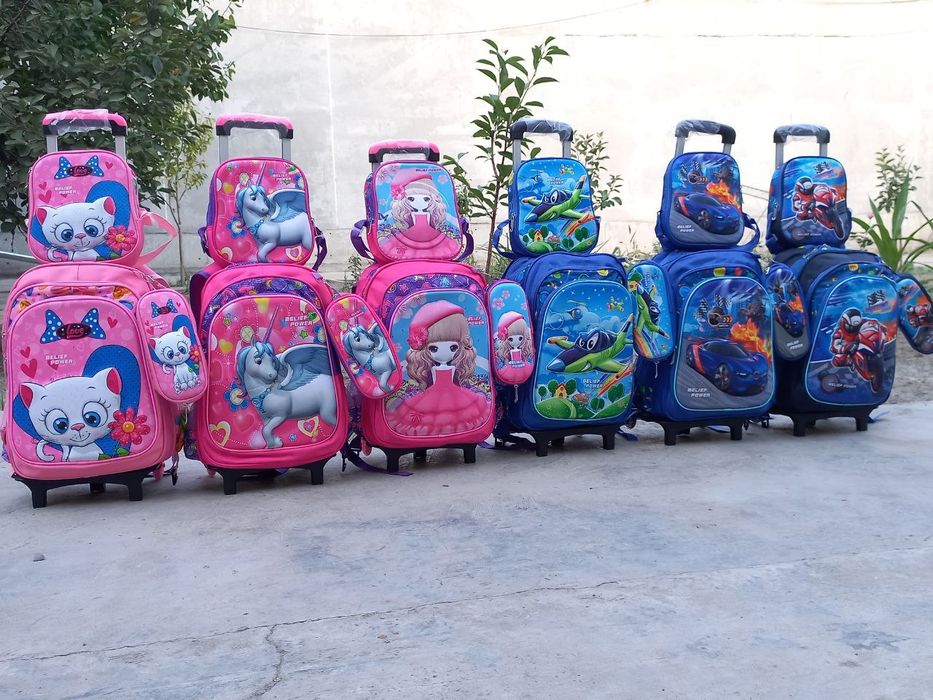 popka rolikli rugzak maktab  3 talik nabor bolinli