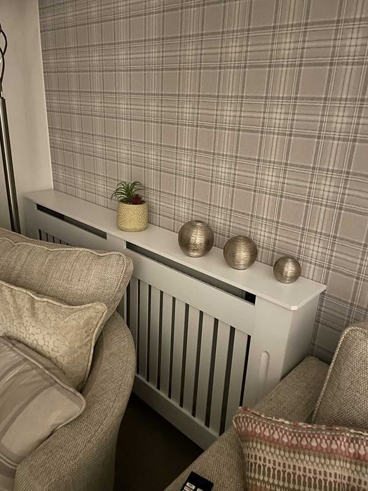 Panou decorativ- Mască calorifer, lemn MDF alb lucios L