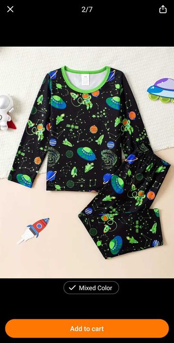 Ежедневен комплект термобельо за момче, Светещо звездно небе.