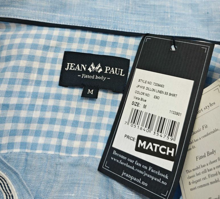 Jean Paul 100% Ленена Мъжка риза с къс ръкав размер М  НОВА