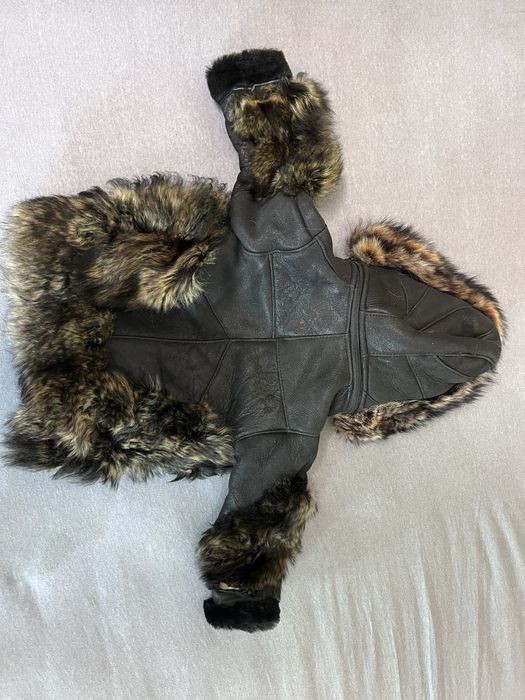 Детско кожено палто с естествен косъм