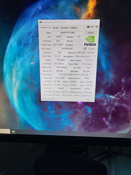 Placă video low profile  RTX A400 , 4 GB , GDDR6