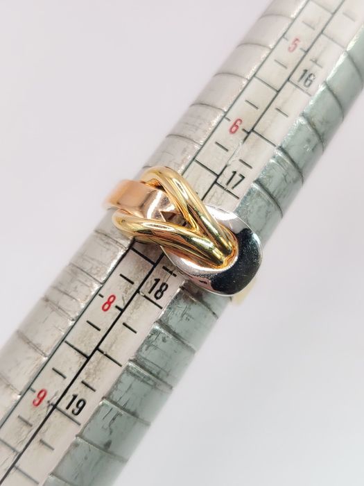 Inel Bicolor Neregulat din Aur Galben și Alb 14K – Mărime 55