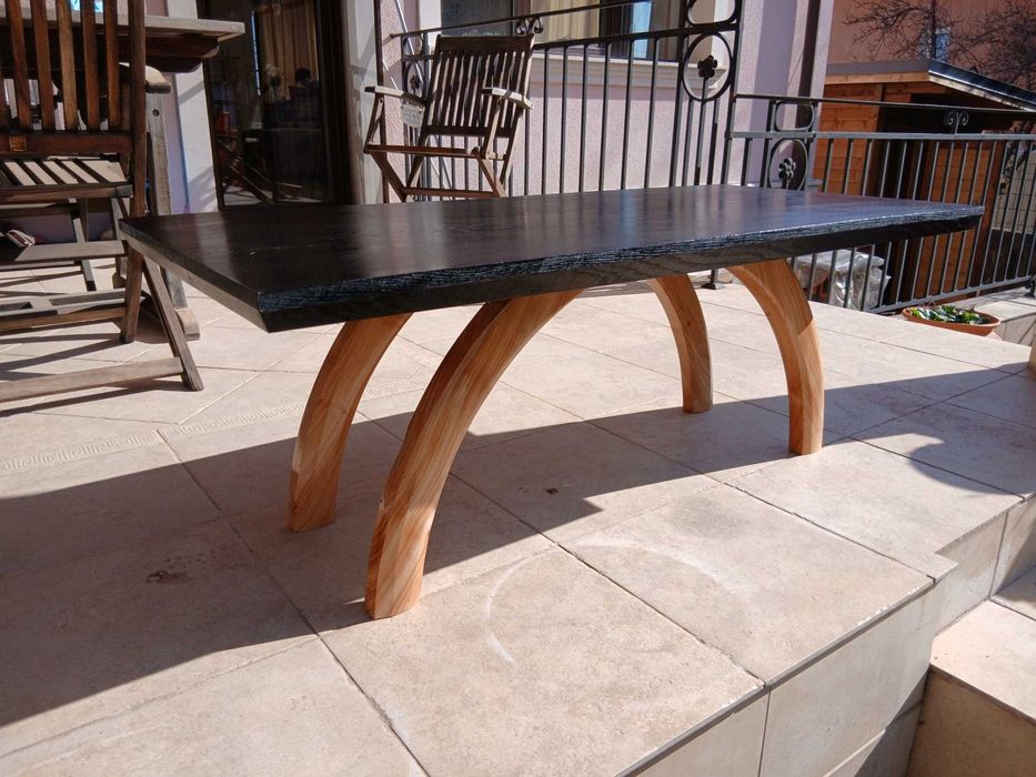 Oak table with cherry legs