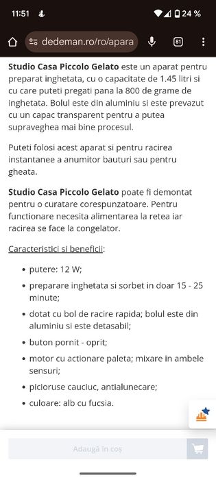 Aparat pentru înghețată sau răcit băuturi