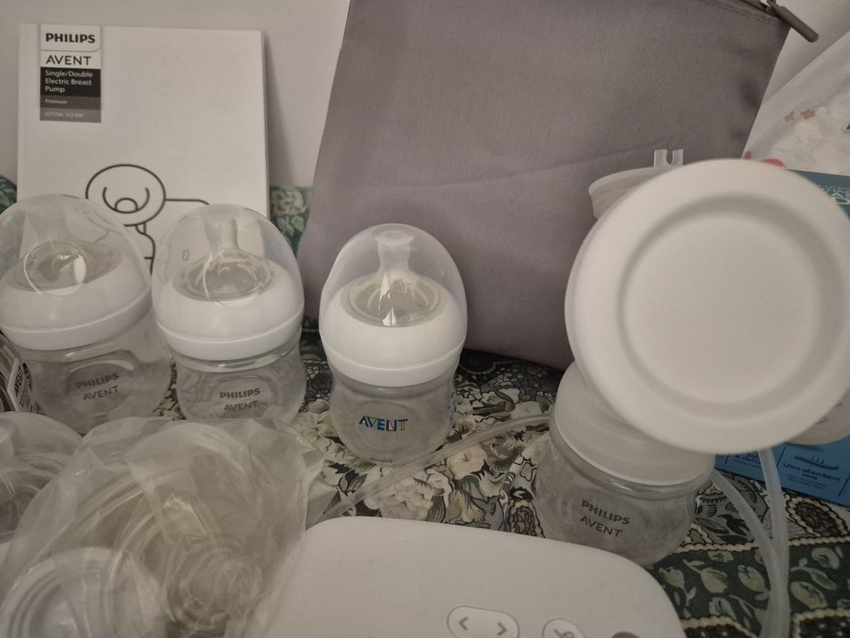 Електрическа помпа Philips Avent + аксесоари,бебешки шишета авент и др