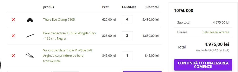 Bare thule + 1 suport