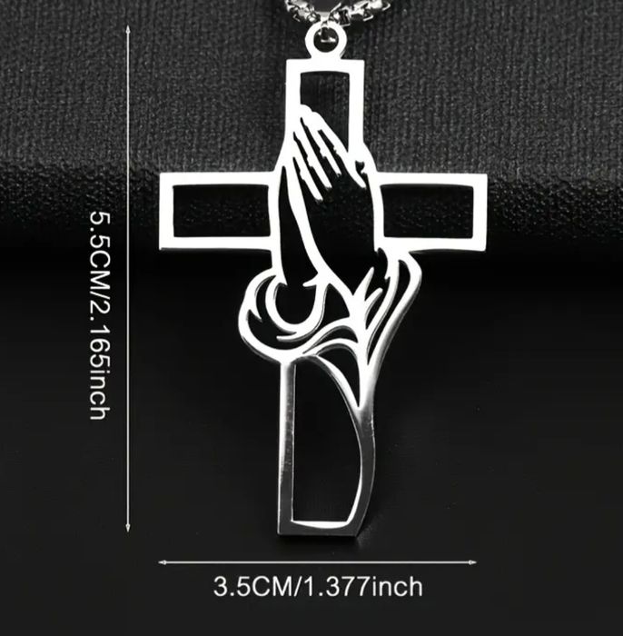 Уникално мъжко колие с кръст  от неръждаема стомана + ПОДАРЪК кутйка!