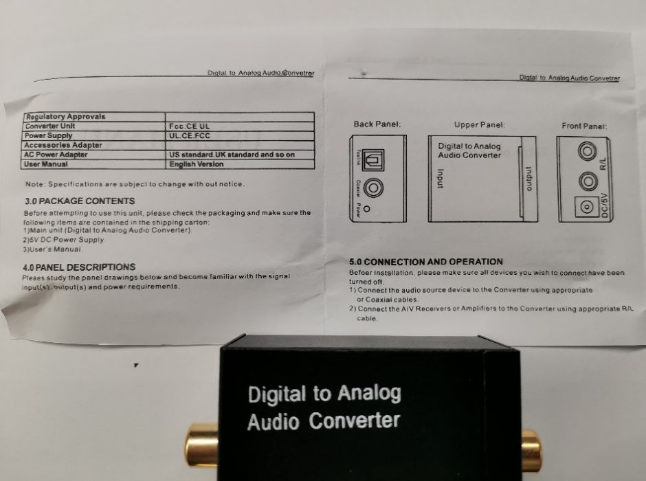 Преходник Цифров към Аналогов аудио сигнал