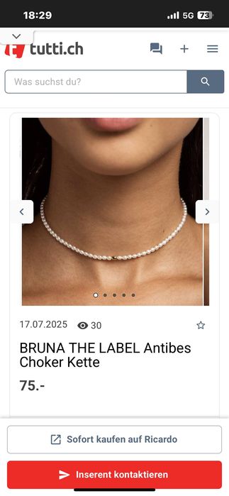 Bruna колие от естествени перли,сребро и 18к златно покритие