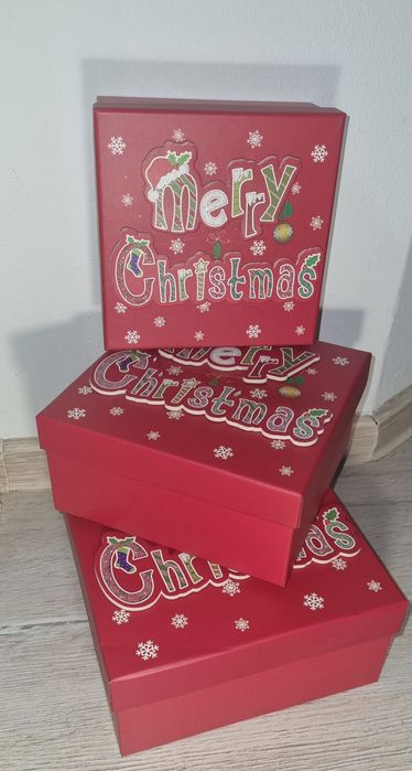 Cutii de cadou Merry Christmas 3 in 1 . Calitate superioara.