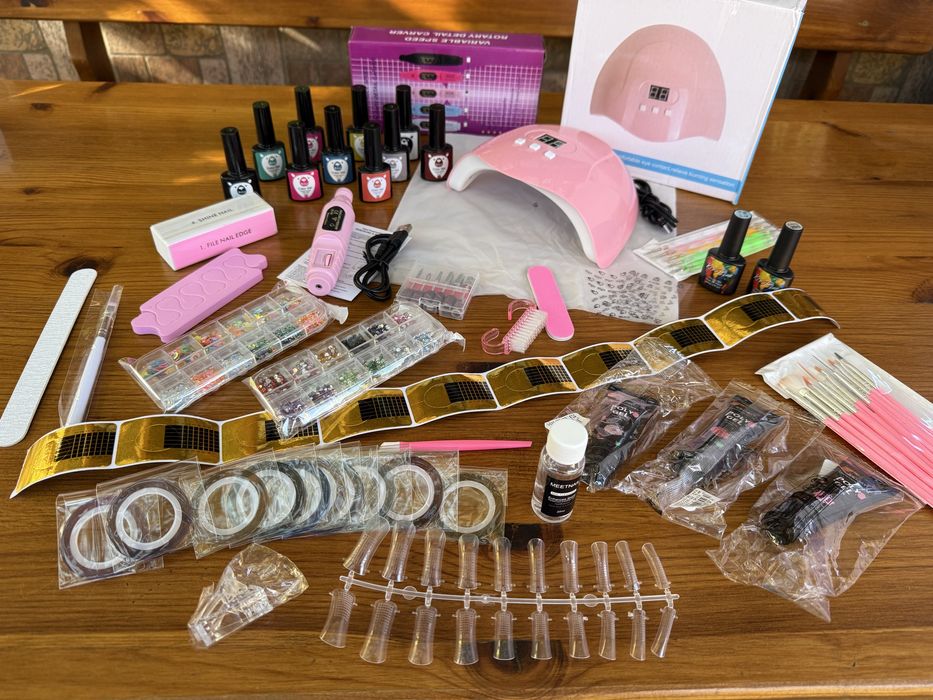 Комплект за маникюр гел лак електрическа пила uv led печка изглаждане