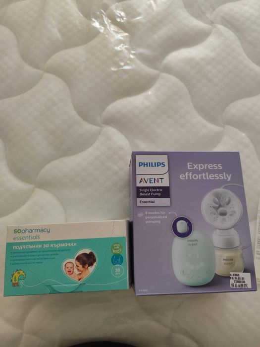 Електрическа помпа за кърма Philips Avent и подплънки за кърмачки