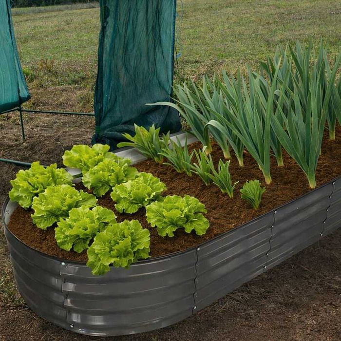 Леха градинска повдигната Herly, размери 120×60×30 см, овална форма, цвят антрацит