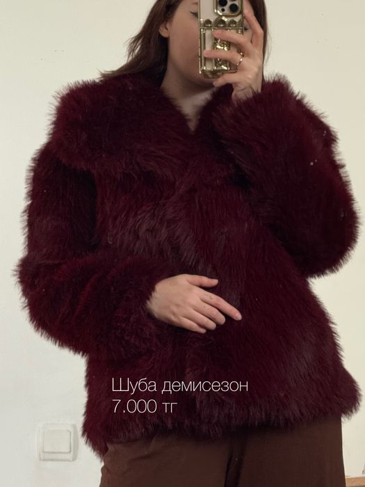 Шуба демисезон бордовая размер M