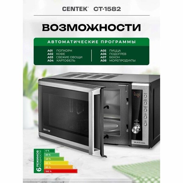 Микроволновая печь Centek СВЧ CT-1582 сталь