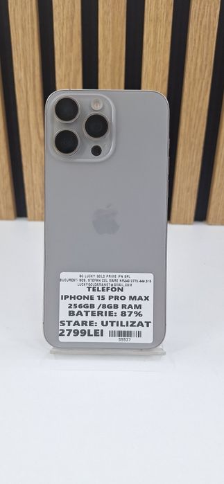 IPhone 15 Pro Max 256Gb 87%Baterie Garantie/Factura #55537