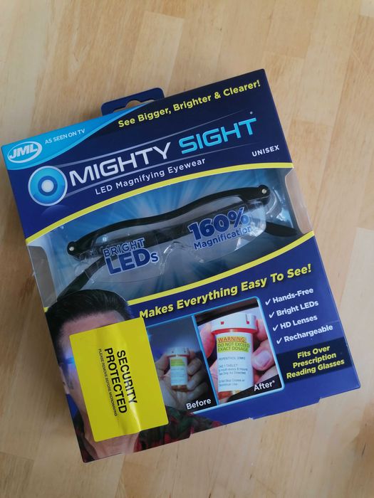 Ochelari cu lupă și LED Mighty Sight Mărire 160%  Reîncărcabili USB  Hands Free Unealta Citit