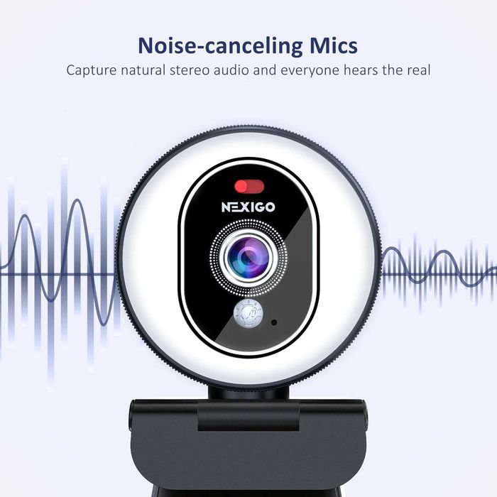 Webcam camera Web NexiGo N680E FullHD cu inel de lumina, Auto focus noua sigilata