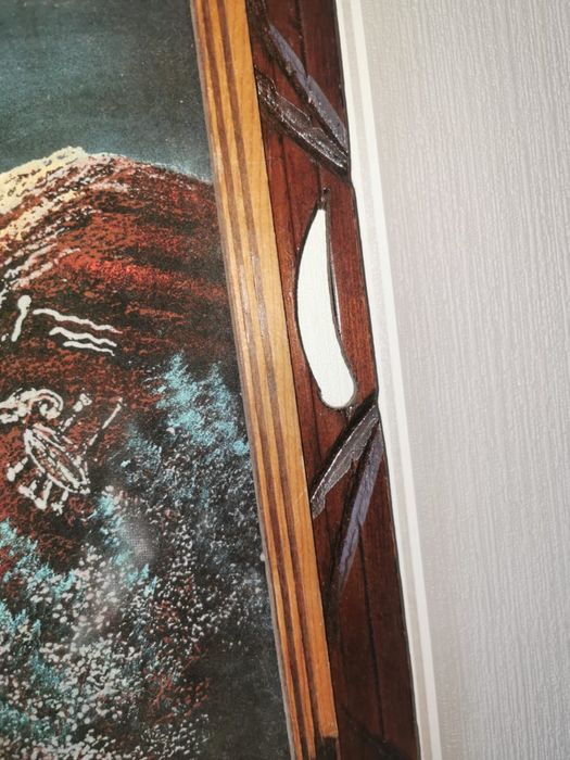 Картина от черно кадифе рамка подпис Вожд с Бизон от Ернесто Санчес