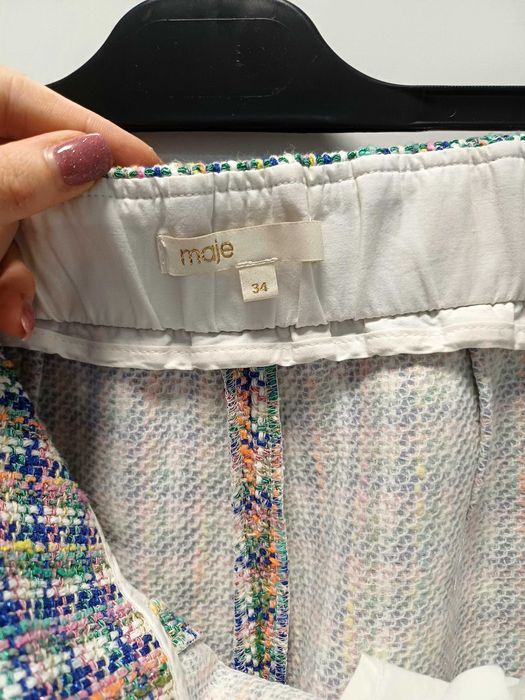 Къси панталони Maje с висока талия в многоцветен туид, размер EUR 34