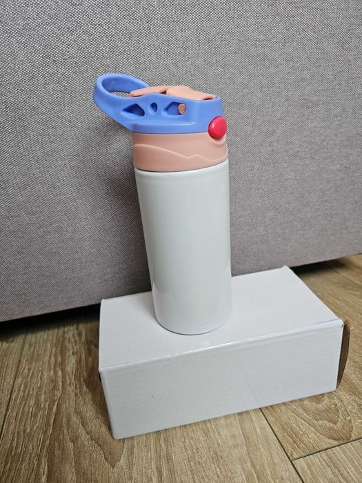 Детска метална бутилка за вода със сламка