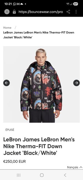 LeBron James nike therma-fit down xl