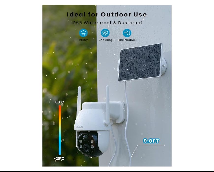 Camera Wi-Fi de supraveghere solara ieGeek 2G Wireless pentru exterior