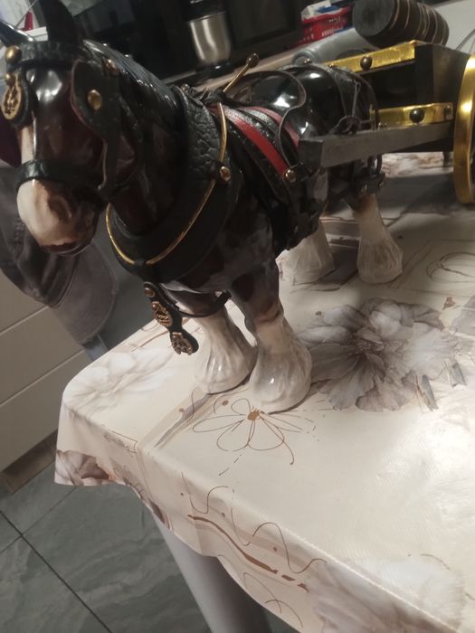 Cal cu caruta foarte vechi,