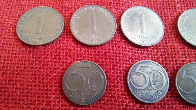 Австрийски монети, 15 броя, емисии от 1962г. до 1993г., много запазени