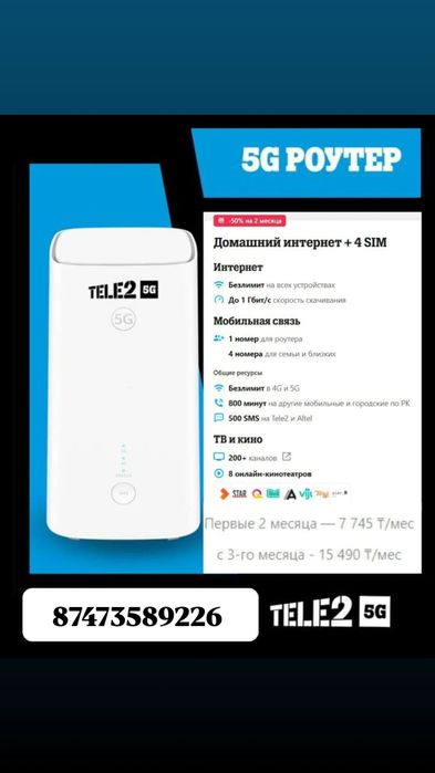 ВЫГОДНЫЕ ТАРИФЫ ОТ ТЕЛЕ2(домашний интернет)