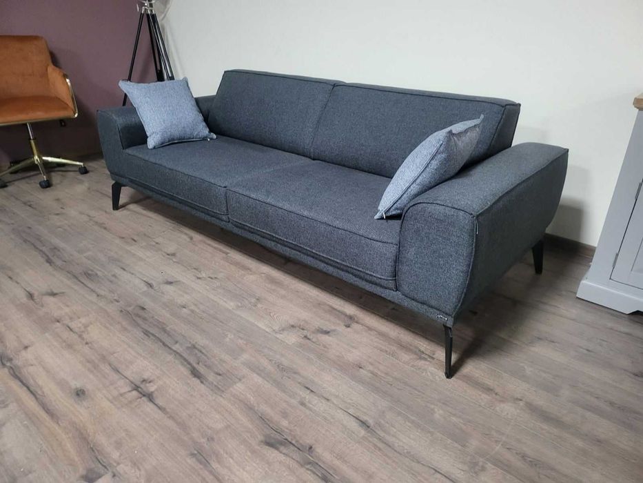 Сив диван от плат тройка с функция сън