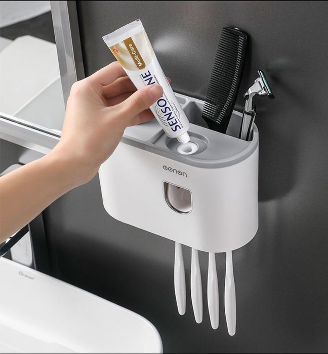 Диспансер для зубной пасты.Органайзер для ванной комнаты.Дозатор.