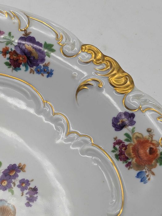 Schaubach Kunst блюдо тарелка золото Германия цветы раритет.