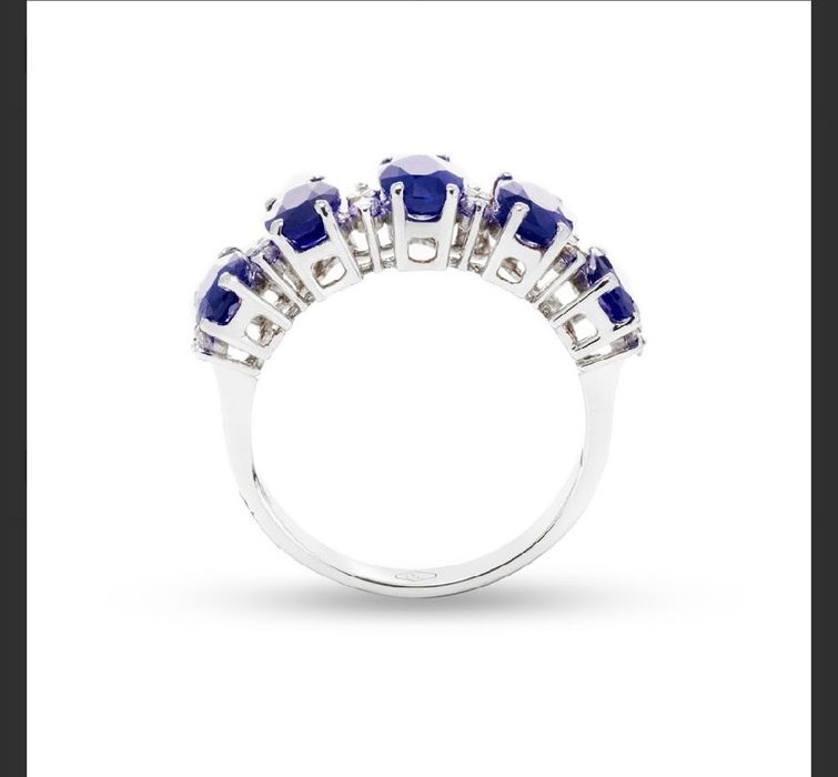 Пръстен 18К бяло злато със сапфири и диаманти