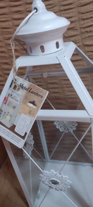 Фенер метал, нов, 15/15/42 см, украса, декорация